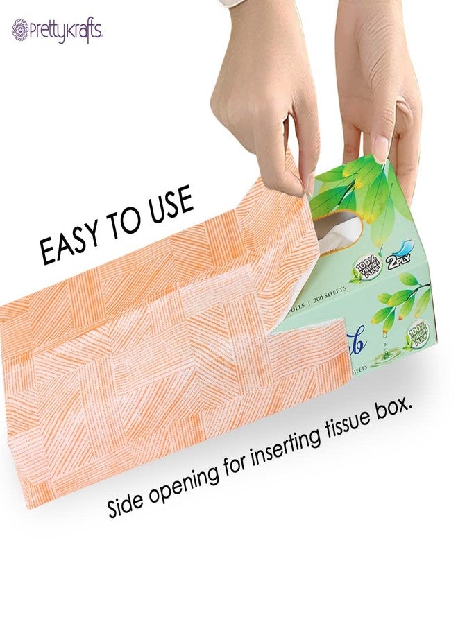 PrettyKrafts Tissue Paper Box Cover Rectangular Shape Napkin Holder use for car,Home and Office, (Pack of 2), Jute Orange - Image 3